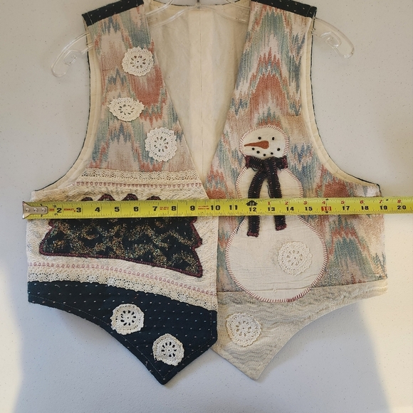 Vintage Handmade Patchwork Winter Snowman Christmas Vest 90s 1990s Size Medium - Picture 8 of 9